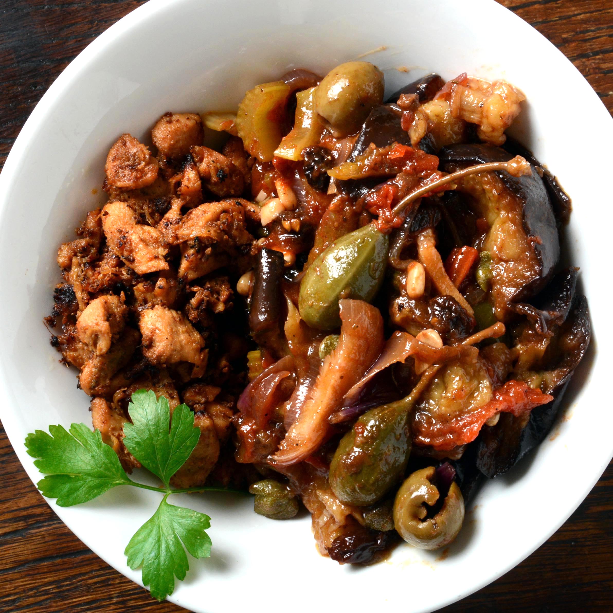 Menu bio Caponata de poulet