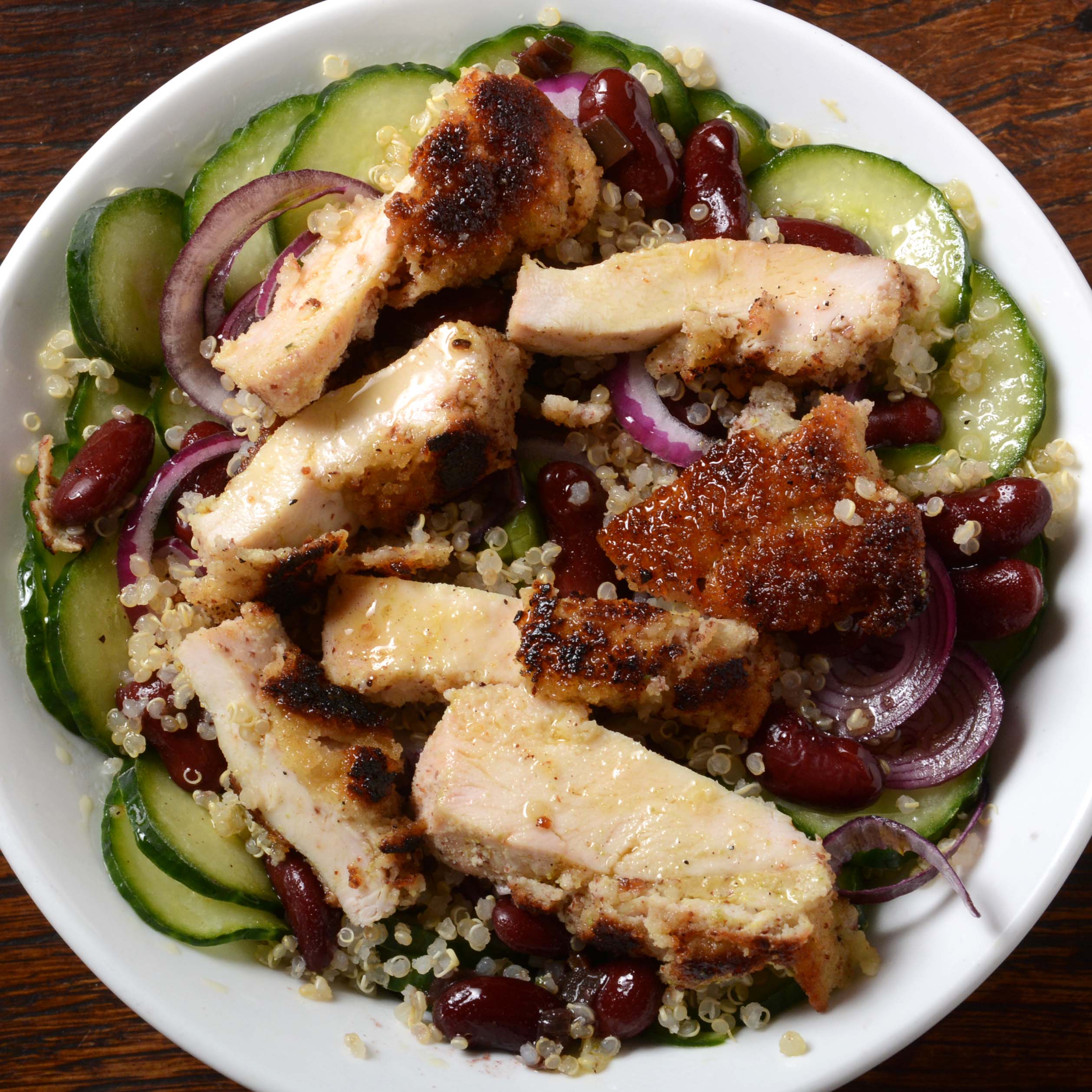 menu bio - salade haricots rouges et poulet