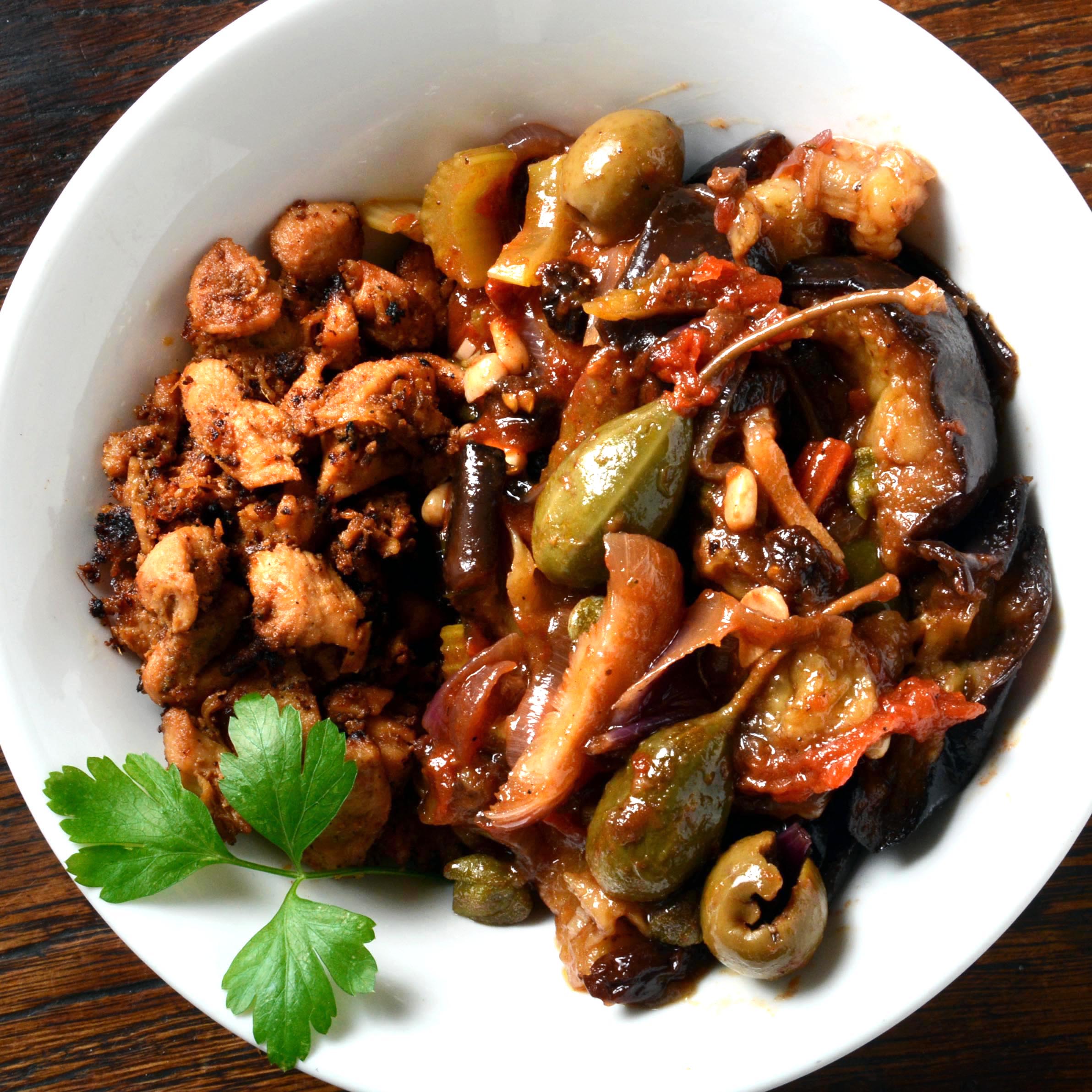 Menu bio-Caponata et poulet