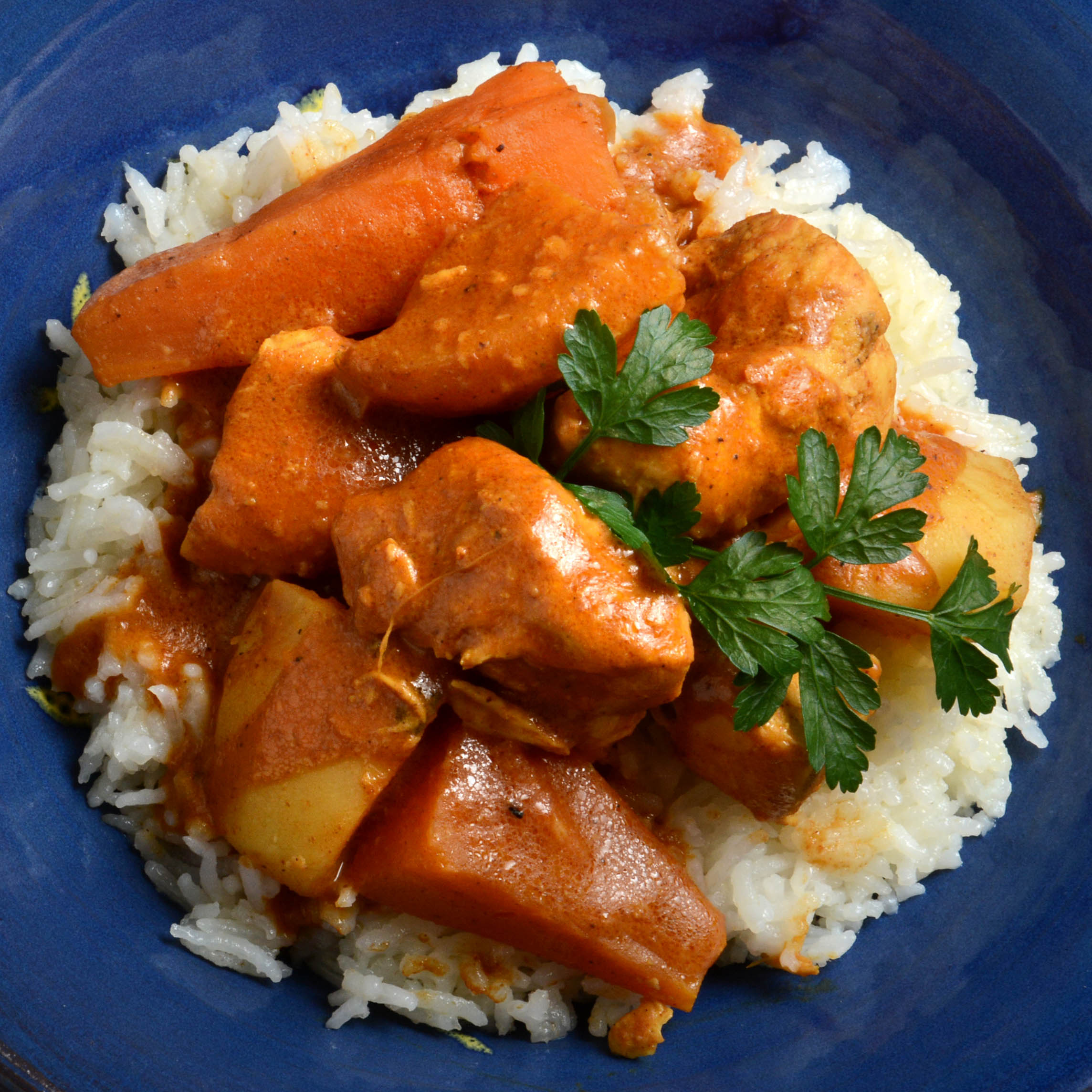 Menu bio - poulet mafé et basmati